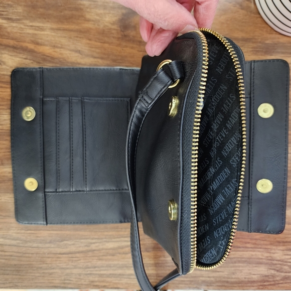 Steve Madden Olive Green & Black Military Style Crossbody Wallet Bag - Picture 9 of 13